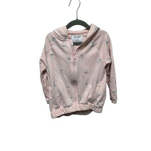 Old Navy Pink Bow Print Zip Hoodie Girls Size 4T EUC